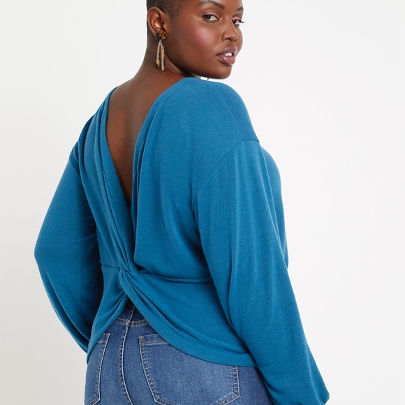 Fab ELOQUII Twist Back Top in Moroccan Blue 18 20 - Picture 1 of 3